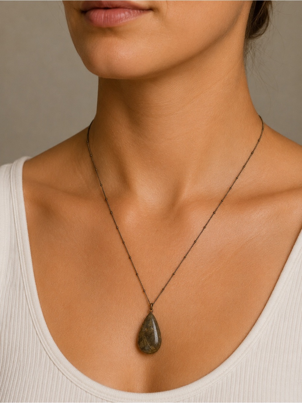 Hermosa Jewelry Labradorite Teardrop Necklace/OS